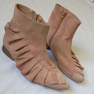 Anthropologie Blush Ruffled Ankle Booties